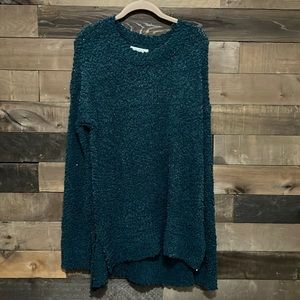 Listicle Emerald Green Tunic Popcorn Sweater